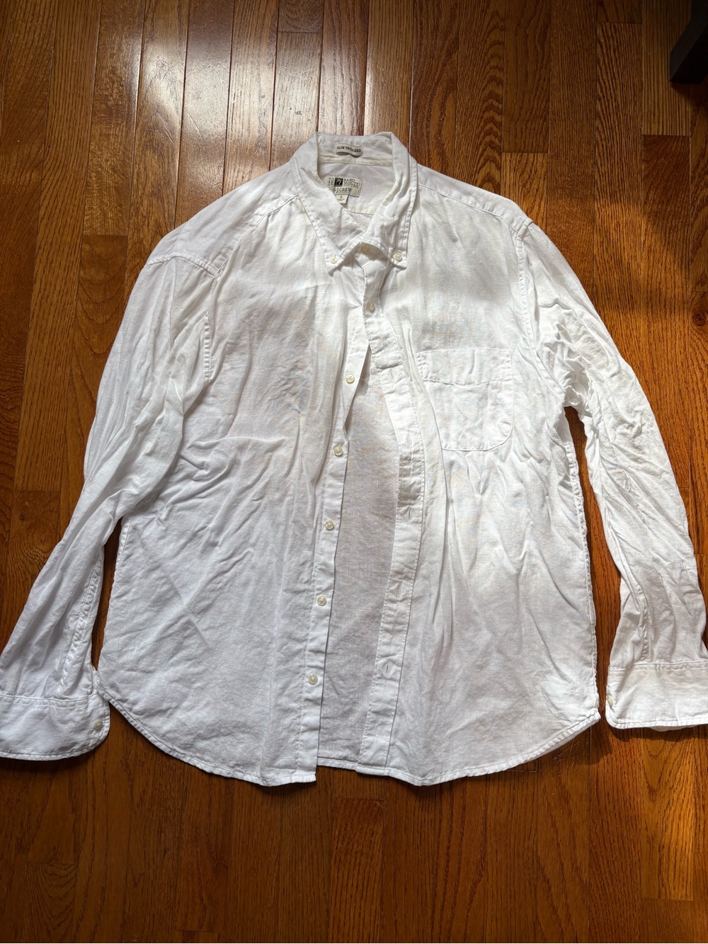 J. Crew White 100% Baird McNutt Irish Linen Long-Sleeve Button-Down Shirt Slim